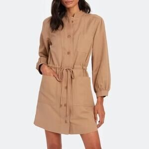 Apiece Apart Tan Nueva Aragon Mini Dress Button Front Shirt Dress Tan 6